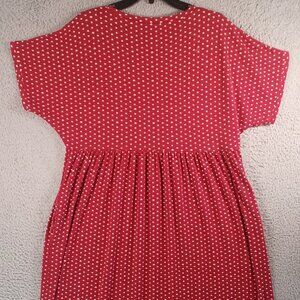 Womens Red Dress Plus Size 2X Short Sleeve Round Neck Polka Dot